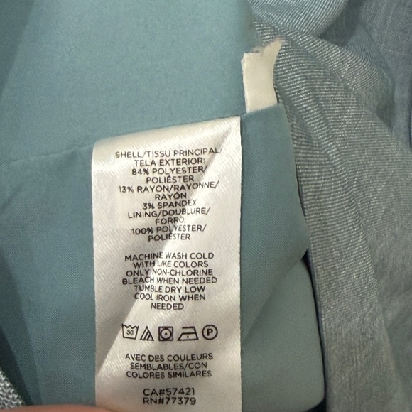 Ann Taylor Petite Blue Sleeveless Wrap-Style Sheath Dress with Tie Waist - Picture 3 of 6